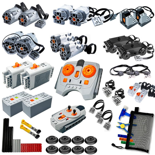 48Pcs Power Function Kit Set Motor Battery Infrared-Remote-Control Receiver Train Adjustable Speed Motor, Power Change Parts Compatible with mainbrands Technic-Parts
