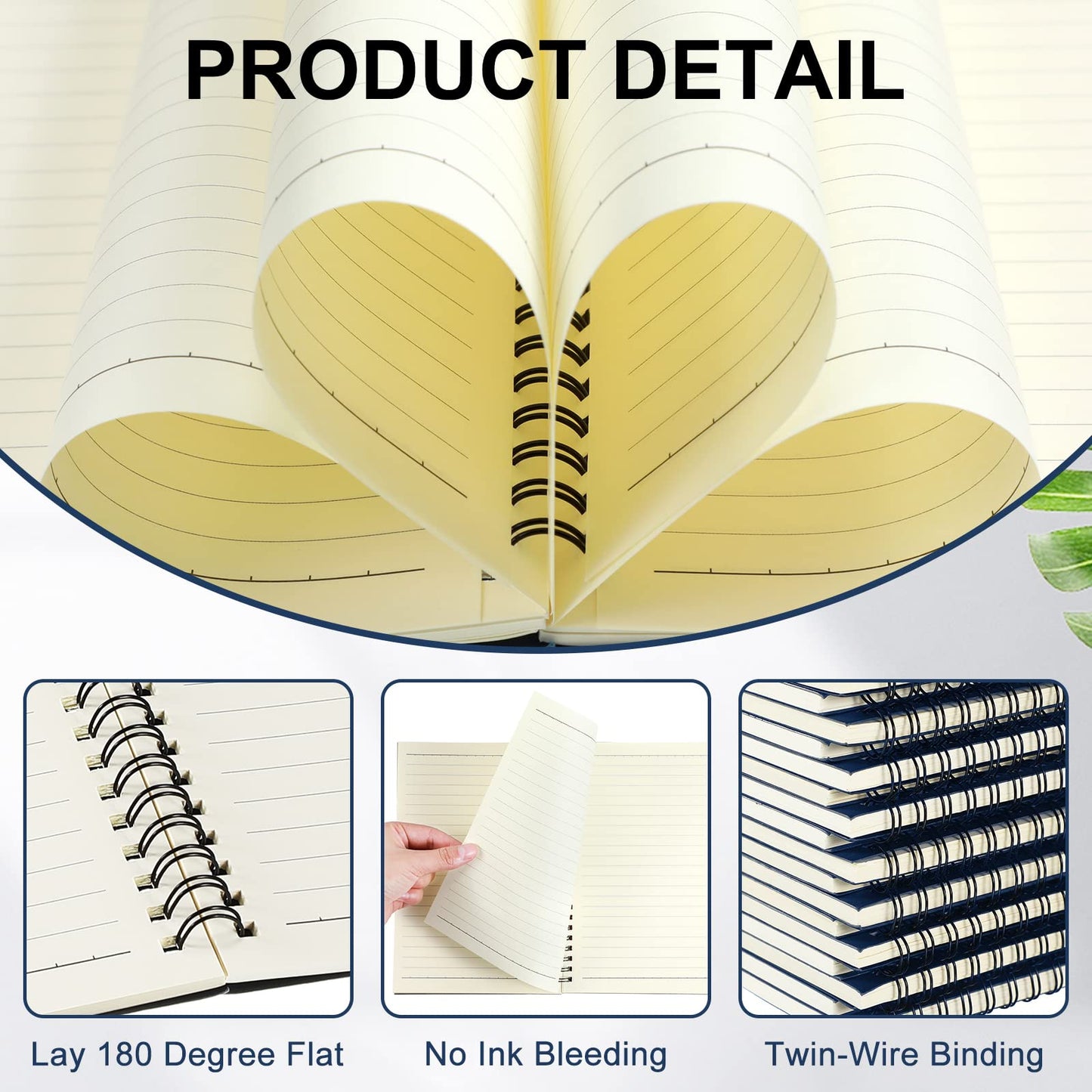 Yahenda Spiral Notebooks Bulk, A5 8.3 x 5.5 Inch College Ruled Lined Notebooks, 100 Pages Soft Cover Journals for Students Classroom Office Back to School Supplies(Deep Blue,18 Pcs)