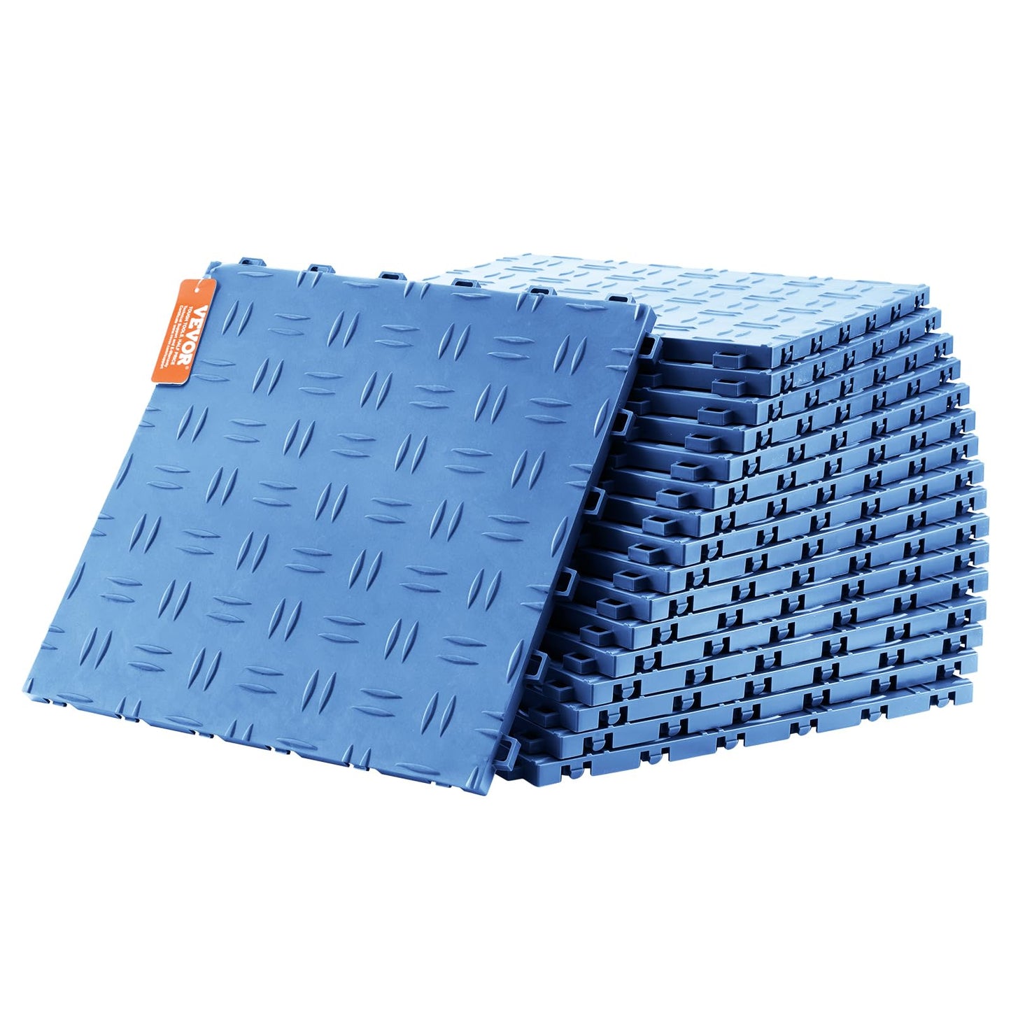 VEVOR Interlocking Garage Floor Covering Tiles, 12x12x0.53 inch, 50 Pack, Non-Slip Double-Sided Texture, for Garages, Basements, Repair Shops, Blue