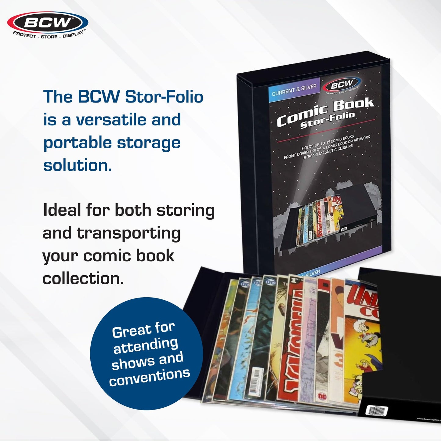 BCW Comic Book Stor-Folio – 2 Pack | Comic Book Travel Case for Current & Silver Age | Magnetic Comic Folio Carrier