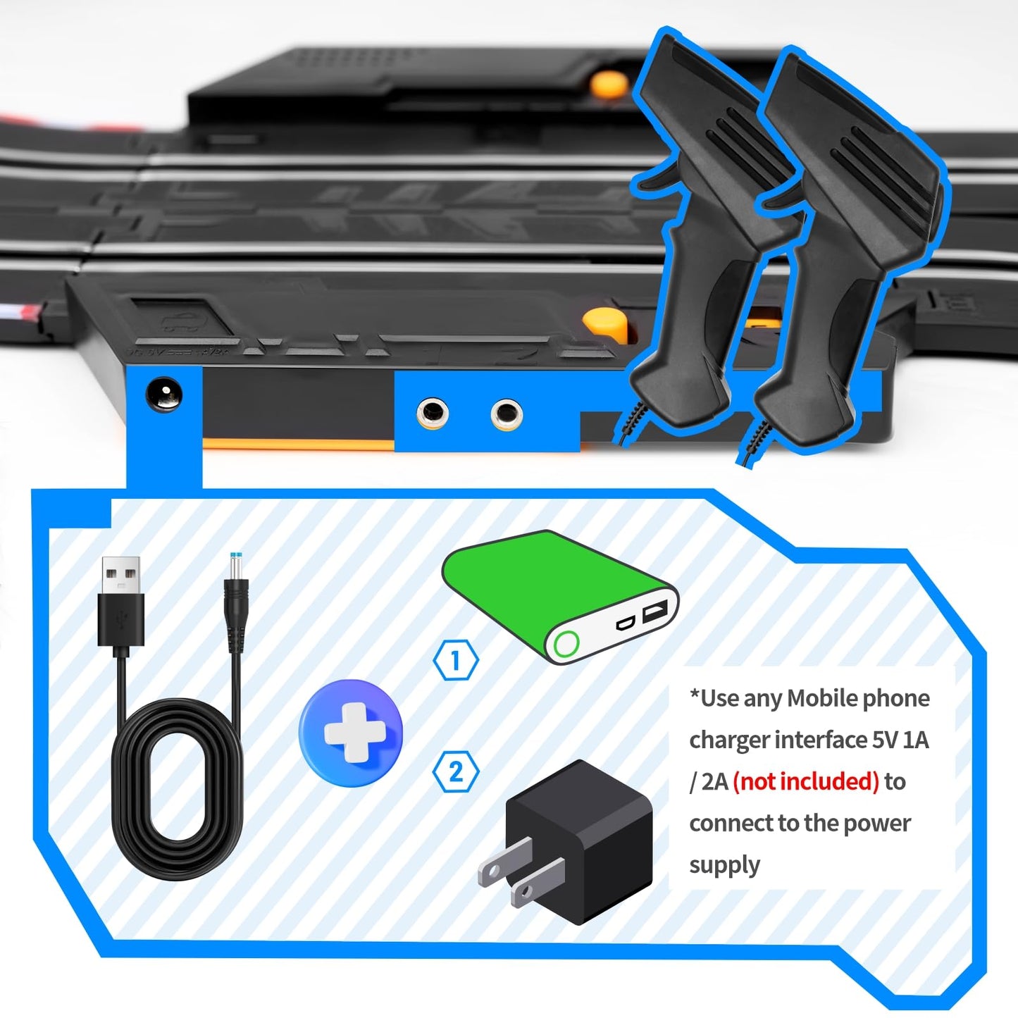 Slot Car Race Track Set, 19ft Electric Track with LED Lights and 4 Slot Cars, 2 Hand Controllers and Racing Game Lap Counters, Set Features Loop, Turns, and Crossover for Boys Age 6-12