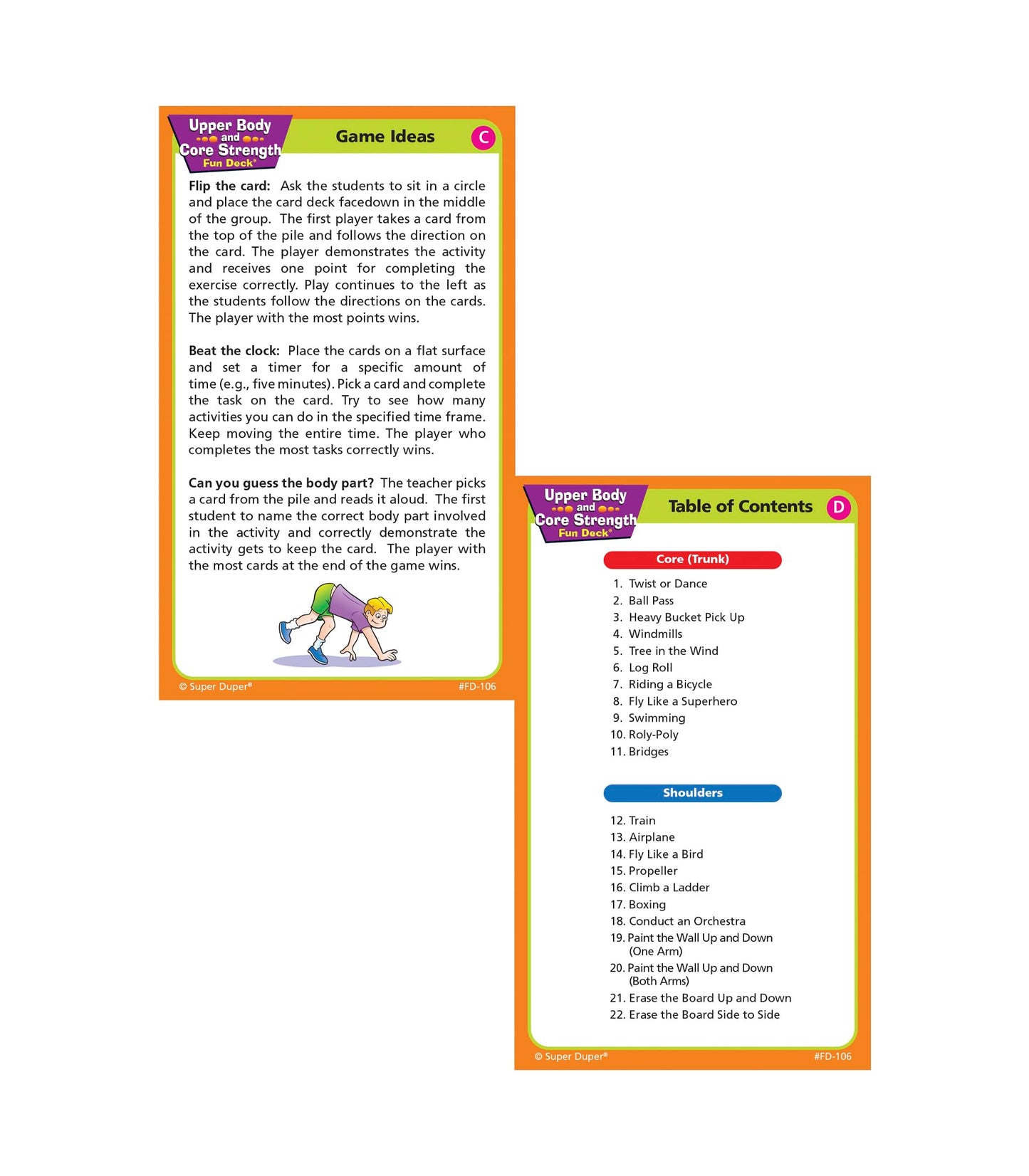 Super Duper Publications | Upper Body and Core Strength Fun Deck | Occupational Therapy Flash Cards | Educational Learning Materials for Children