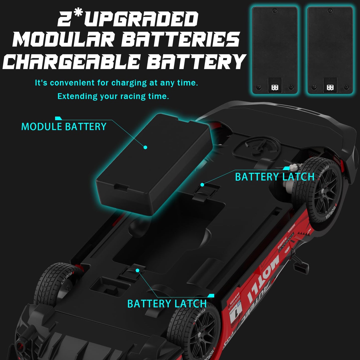 Remote Control Car RC Drift Car 1:16 Scale 4WD RC Vehicle with LED Lights 2.4GHz 30km/h RTR High Speed Racing Sport Toy for Adults Boys Girls Kids Gift 2Pcs Rechargeable Battery