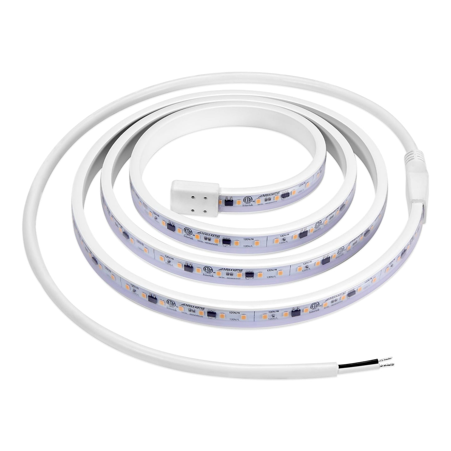 Maxxima 60 in. Hardwired LED Under Cabinet Strip Light, 2300 Lumens, 3000K Warm White, Kitchen and Living Room 120V White Cove Lighting, No Power Supply Needed