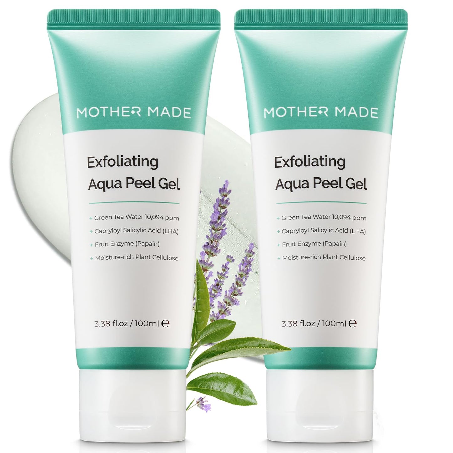 MOTHER MADE Exfoliating Vegan Facial Peeling Solution with Green Tea, Vitamin E, Hyaluronic Acid (Pack of 2) | Gentle Natural Face & Full Body Scrub Exfoliator, Cleansing, Peeling, Korean Skincare