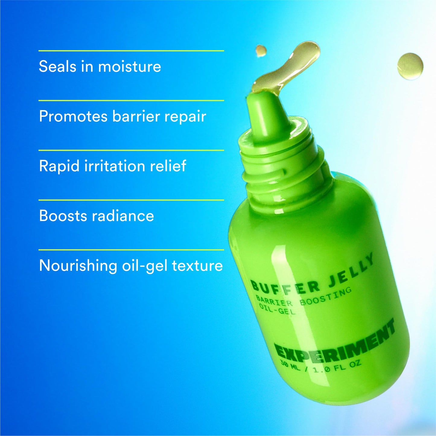 Buffer Jelly Intensive Barrier Treatment Oil – Ceramide, Squalane and Panthenol - Hydrating, Soothing and Strengthening, 1.0 FL OZ– Vegan Formula for Dry Skin Types