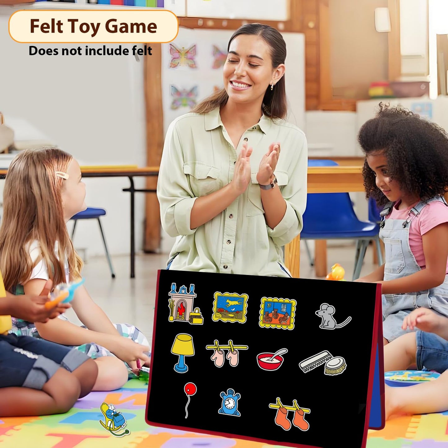 Ai fsem Large Felt Flannel Board Portable Double-Sided Foldable Felt Story Boards for Toddlers Storytelling Learning ActivitiesTeacher Supplies