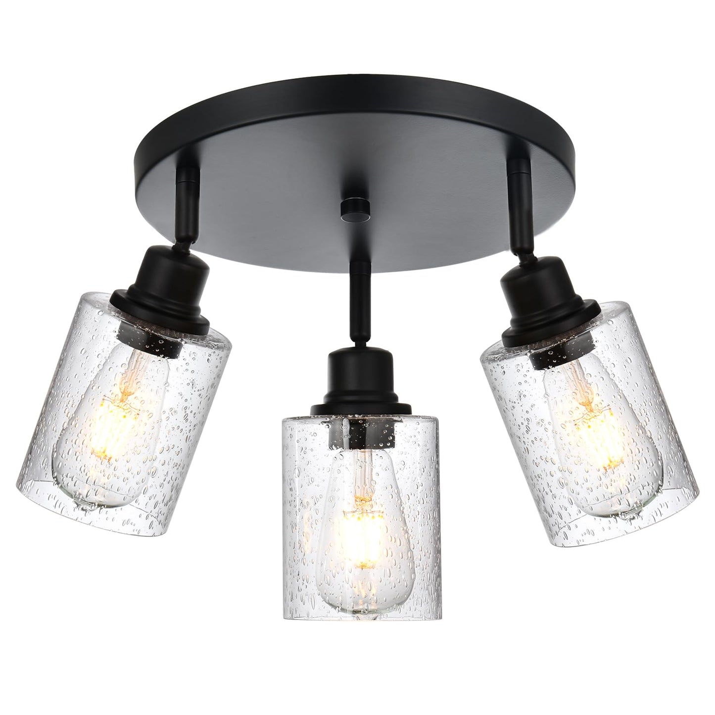 PENDRION 3 Light Modern Track Lighting with Flexibly Rotatable Light Head, Black Track Lighting Fixtures Ceiling Industrial Kitchen Round Ceiling Spotlight for Home Dorm Dining Room Hallway Closet