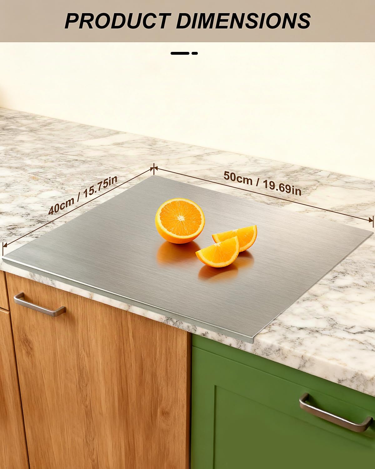 GVUHR 304 Stainless Steel Cutting Board for Kitchen- Large L-Shaped Bread Board,Double-Sided Chopping Board for Baking,Non Adhesive Bread Cutting Board (Medium)