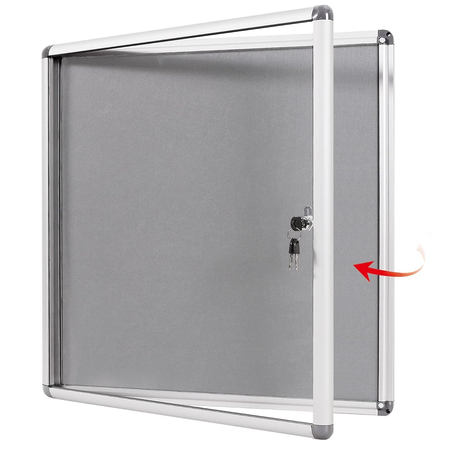 SWANCROWN Enclosed Bulletin Pin Fabric Boards Tamperproof Notice Case for Message Memo Photo,Grey,28x26inch (6xA4)