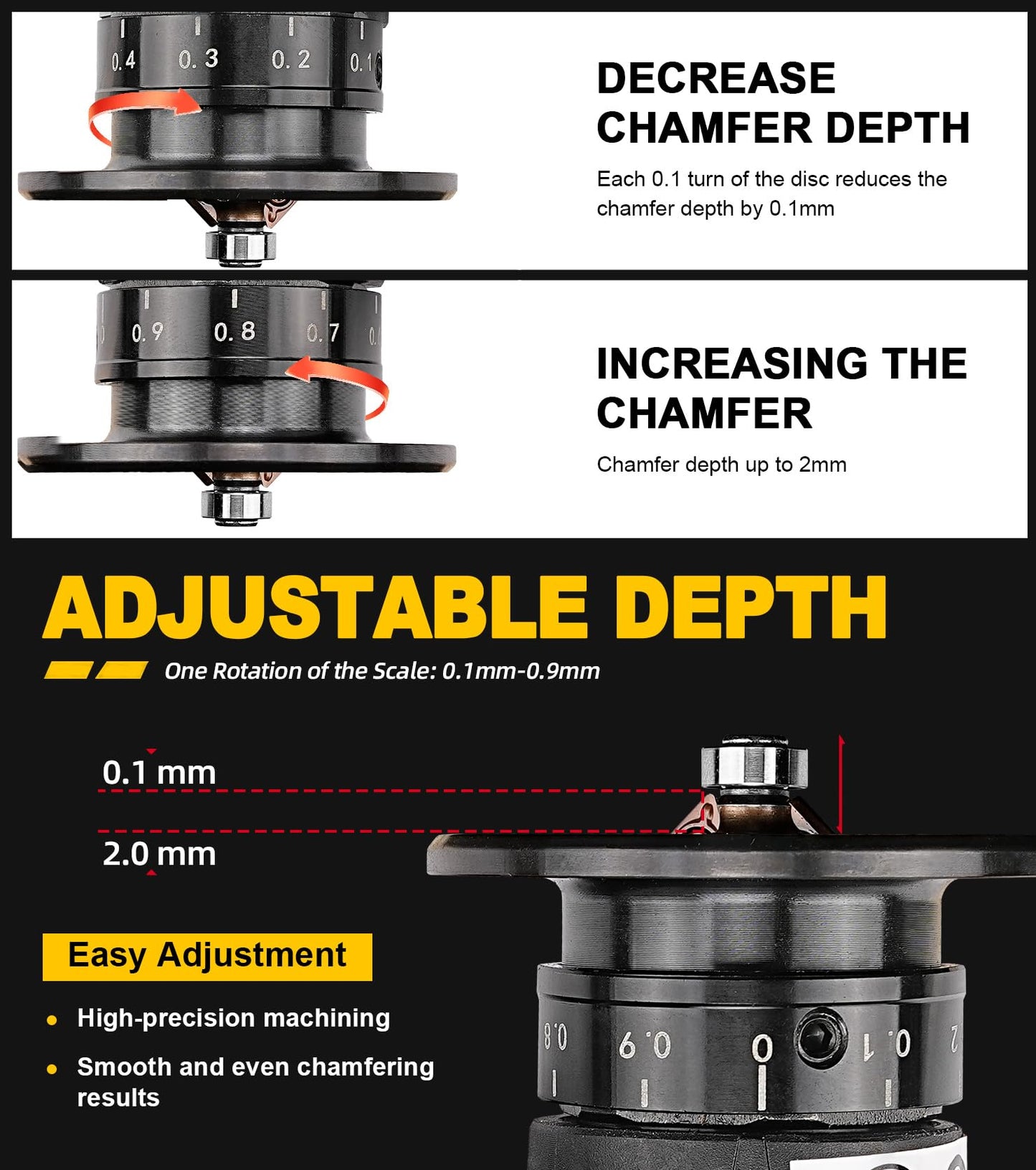 SI FANG Air Chamfer Tool for Metal Deburring Chamfering, Portable Handheld Pneumatic Mini Beveler, C0.1-2 Angle Quick Beveling & Trimming, with Replace Carbide Blades Inserts and Bearings