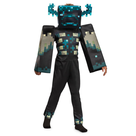 Disguise Minecraft Warden Costume, Official Deluxe Minecraft Costume for Kids with Headpiece and Jumpsuit, Child Size (4-6)
