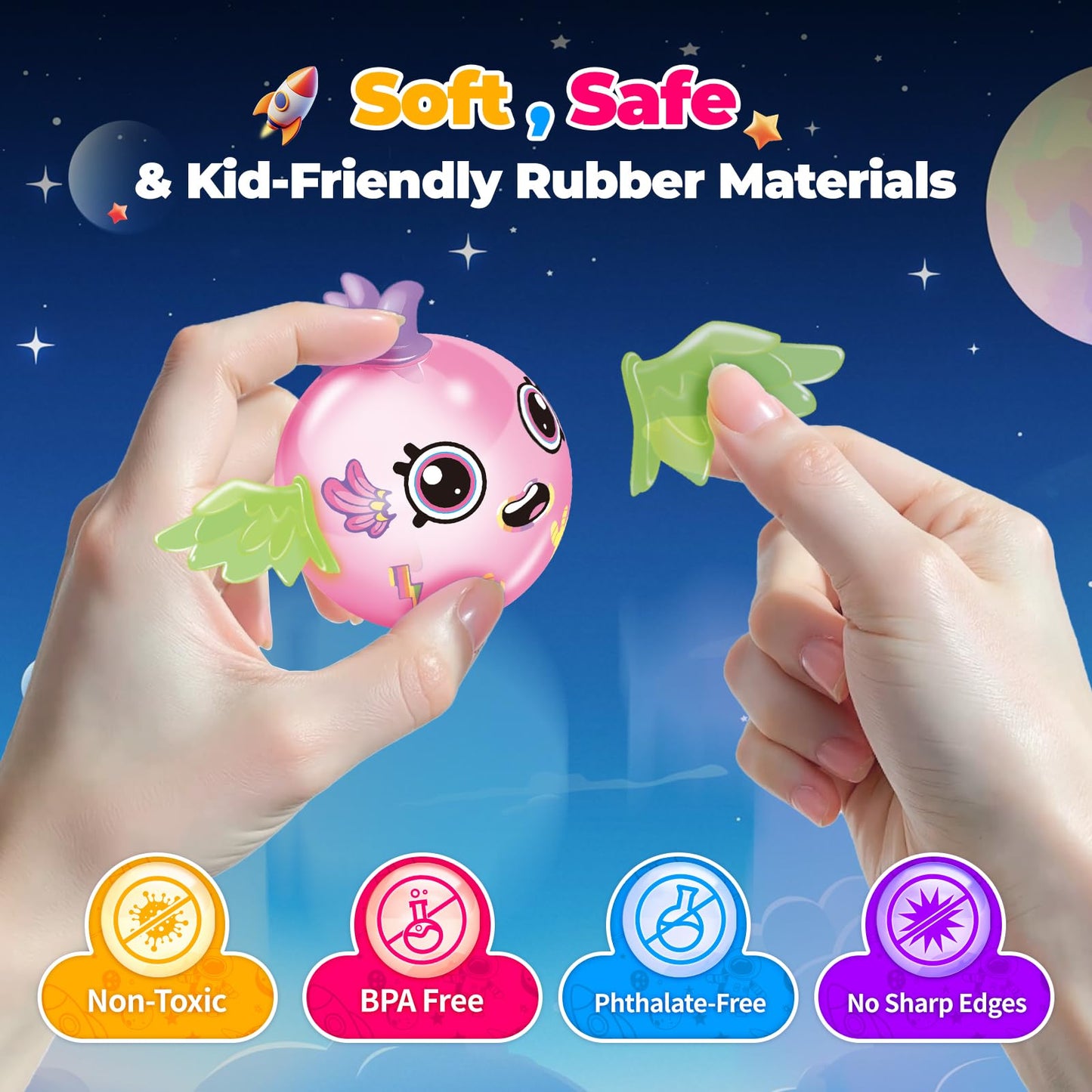 DIY Space Magic Balloon Craft Kit, Sticker Decorated Balloons Toy for Kids, Rocket Air Pump Fun with Balloon Monster Pals, DIY Creative Activity, Birthday Gifts for Girls Boys Ages 3+