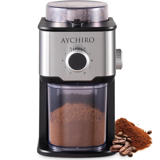 AYCHIRO Burr Coffee Grinder, Adjustable Coffee Bean Grinder Electric with 14 Grinding Settings,2-12 Cups for Espresso, Drip Coffee and French Press