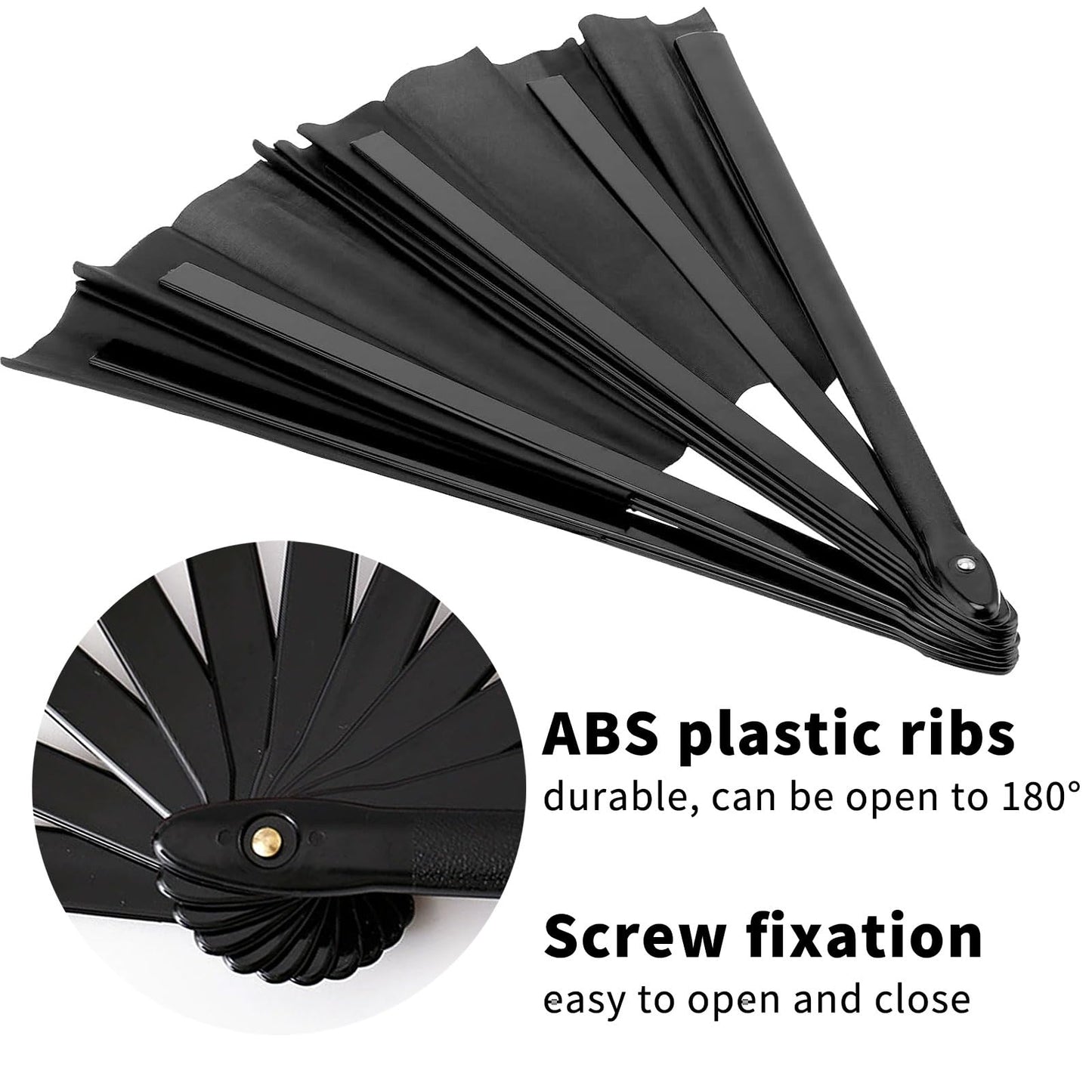 20 Pcs Hand Fans for Line Dancing Bulk, Chinese Kung Fu Tai Chi Hand Fans for Women Foldable for Festival Dance Party (Black)