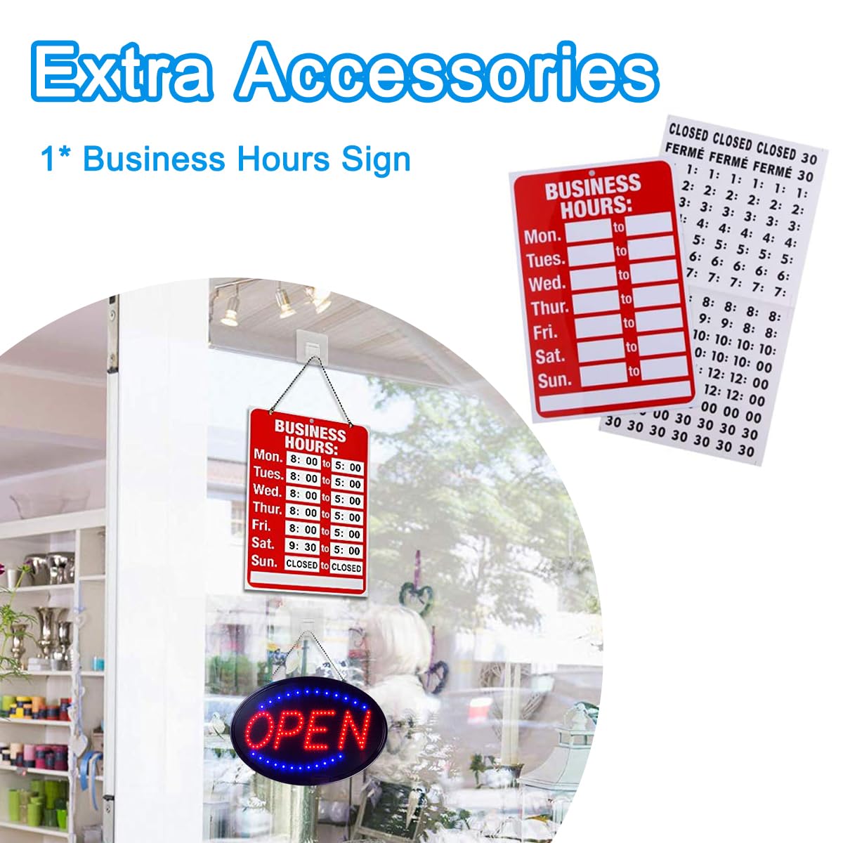 KEBE LED Open Sign, 23" x 14" Large High Visibility Advertisement Board Bright Electric Display Sign Flashing Light for Walls Business Window Bar Shop Hotel