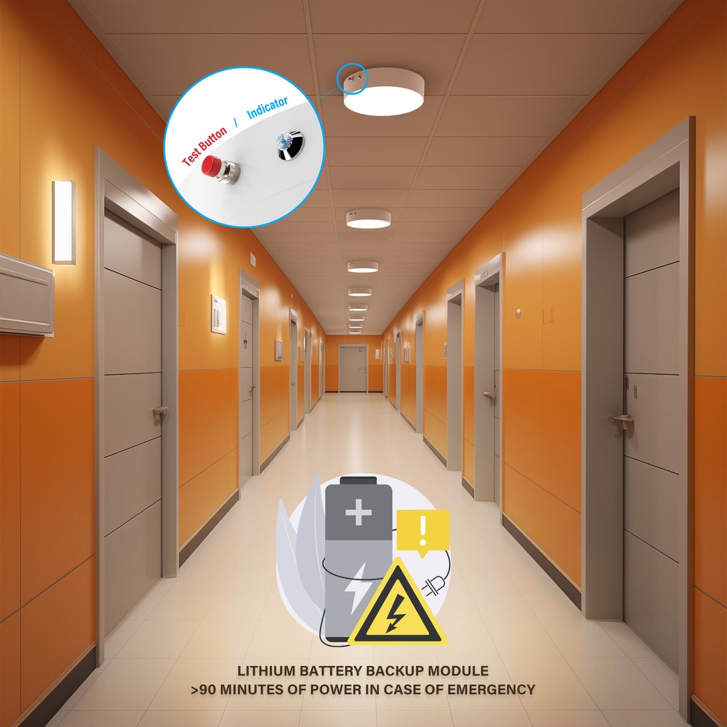 ZAGO LED Ceiling Lights with Emergency Lighting: 7 Inch Flush 5CCT Dimmable Disk Lamp with Emergency Battery Backup for Household Hall Living Bedroom Kitchen Hotel Apartment, 120-277V, ETL/Wet Rated