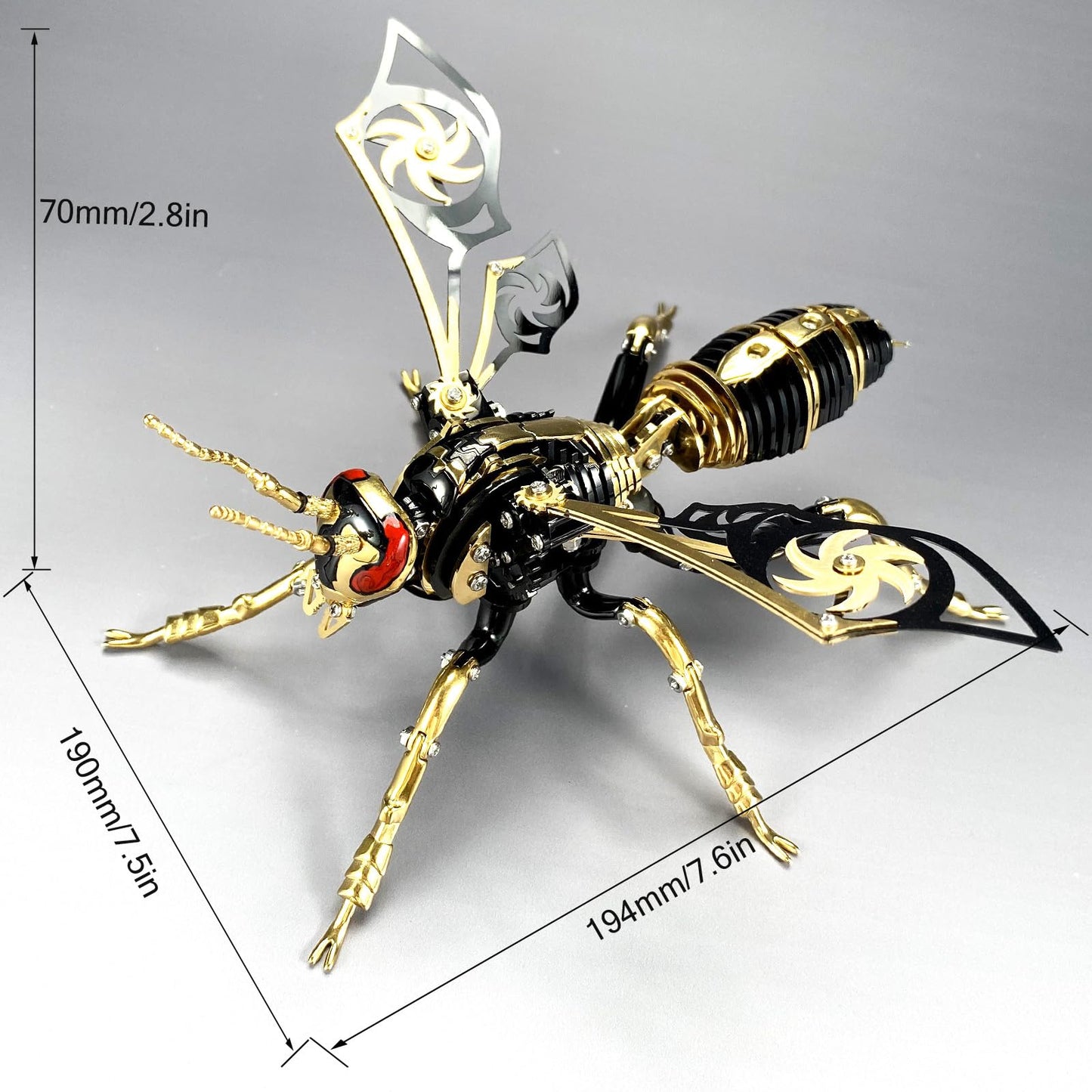 3D Metal Puzzles for Adults: The Northern Giant Hornet Model Kits, 3D Metal Puzzle Mechanical Wasp Building Blocks, Difficult DIY for Assembly, Birthday Gifts for Men