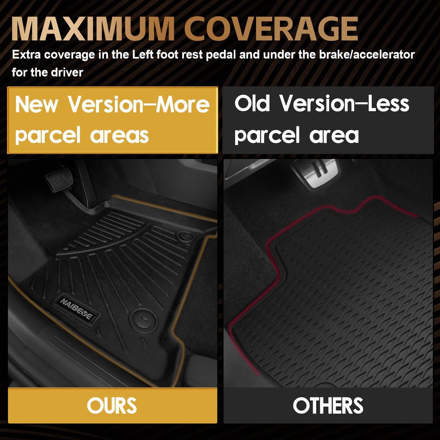 Naibeve Floor Mats for 2007-2013 Chevy Silverado/GMC Sierra 1500 Crew Cab with 1st Row Bucket Seats-All Weather for Silverado/Sierra 2500/3500 2007-2014 Floor Mats Interior Accessories