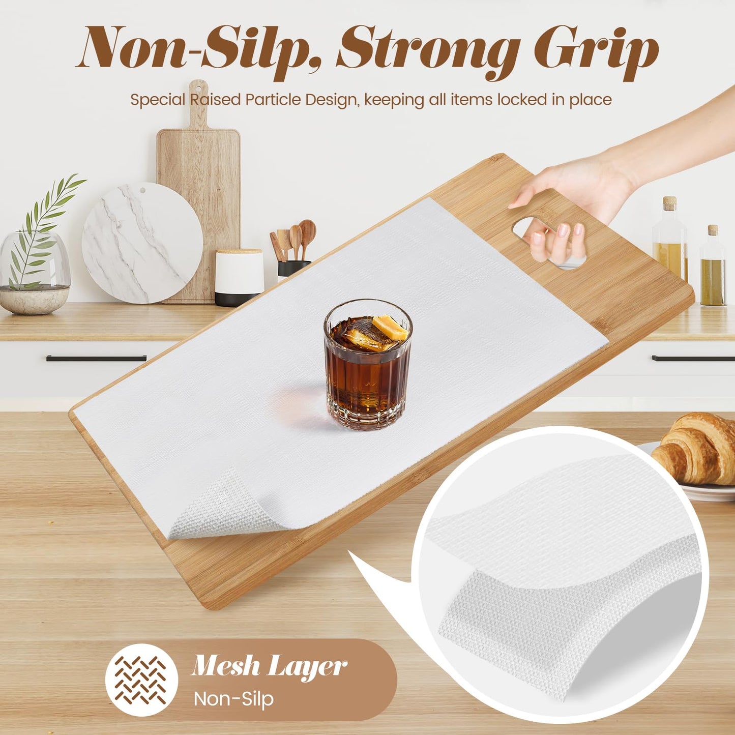 Drawer Shelf Liner for Kitchen Cabinets, Non Adhesive Slip Resistant Shelf Paper Easy to Clean, Strong Grip Thickened Waterproof Washable Mats for Pantry Shelves Cupboard Dresser(White, 24 in x 30 FT)