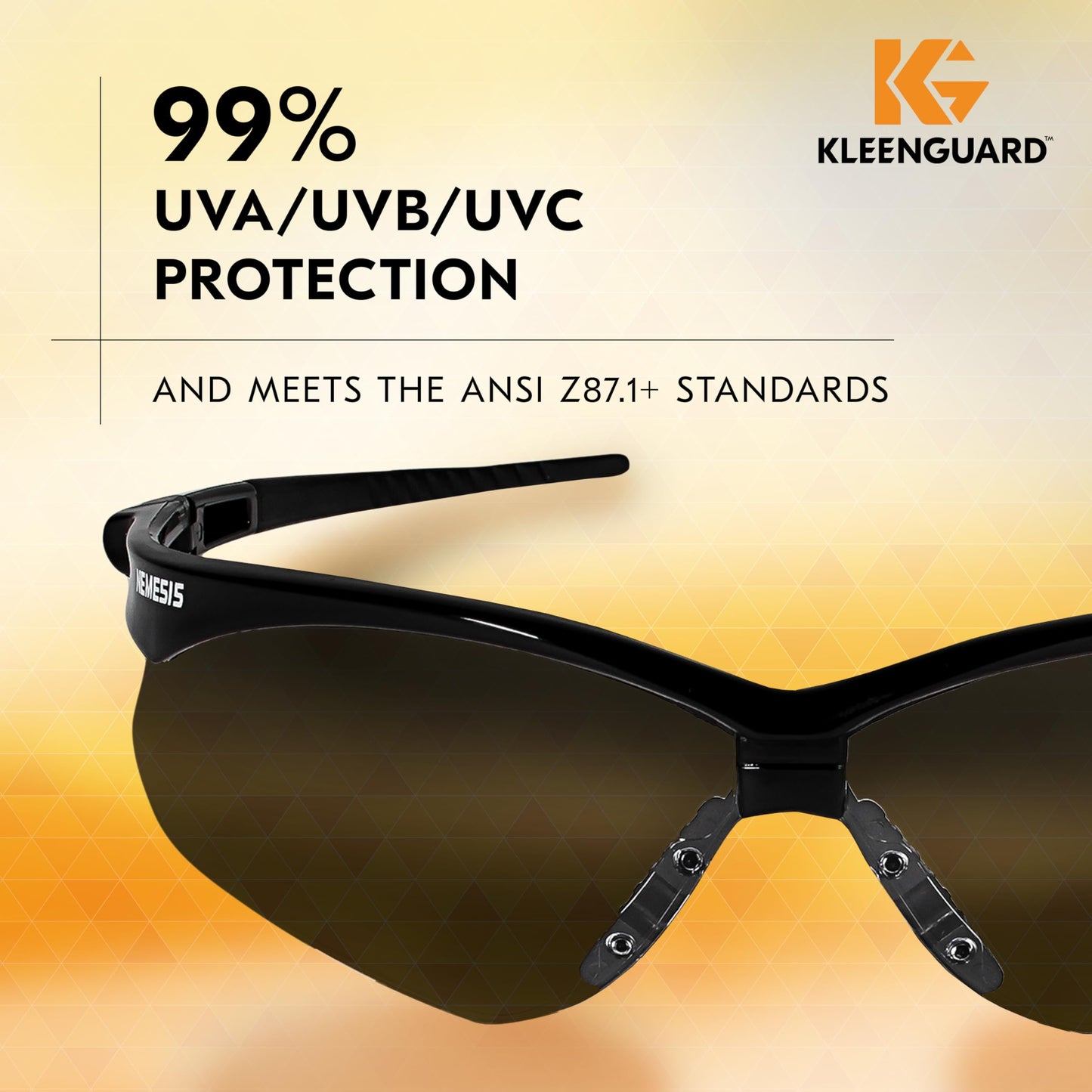 KleenGuard™ V30 Nemesis™ Safety Glasses (25688), with Mirror Coating, Smoke Lenses, Black Frame, Unisex Sunglasses for Men and Women (Qty 12)