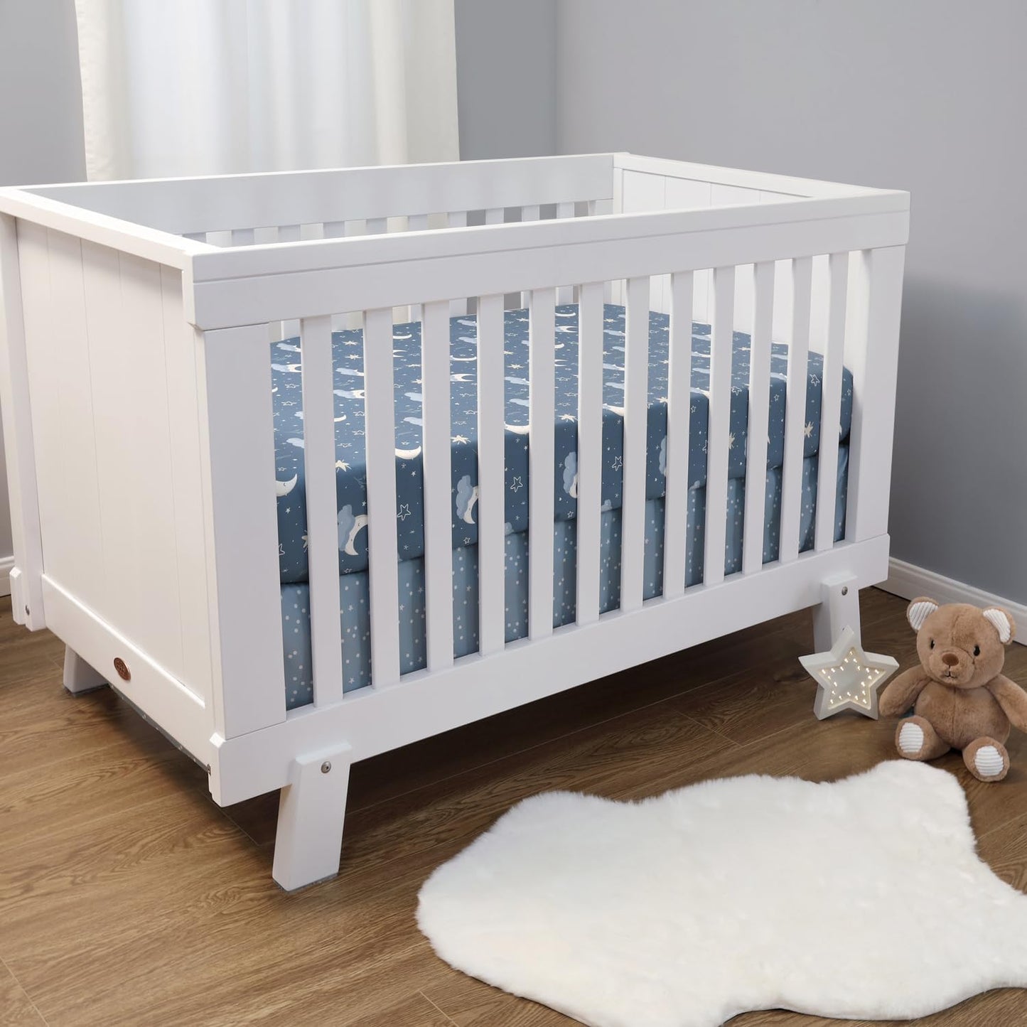 The Peanutshell 3 Piece Celestial Serenity Baby Crib Bedding Set Boy Nursery Decor Boy Crib Comforter Set, Boho Neutral Quilt and Accessories, Gender Neutral
