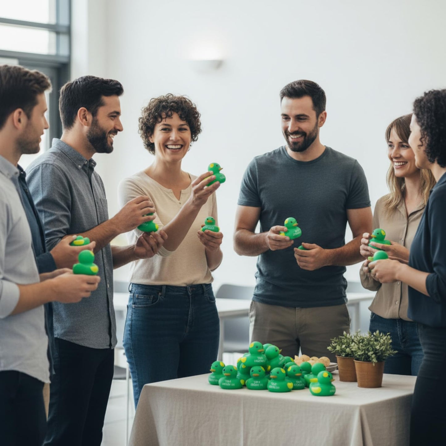 Deekin 60 Pcs Mental Health Rubber Duck Bulk Green Ribbon Mental Health Awareness Items Gifts for Self Care Adults Charity Office Therapist Favors