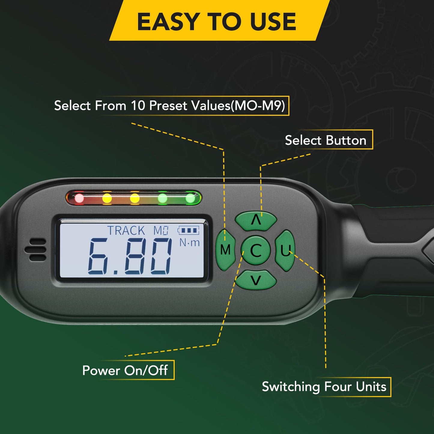 LLAVETOR Mini Torque Wrench Digital - 1/4-Inch Drive with Buzzer & LED, 13.2-265.5in.lb, High Precision Electronic Tool for Bike Repairs, Calibrated for Superior Performance