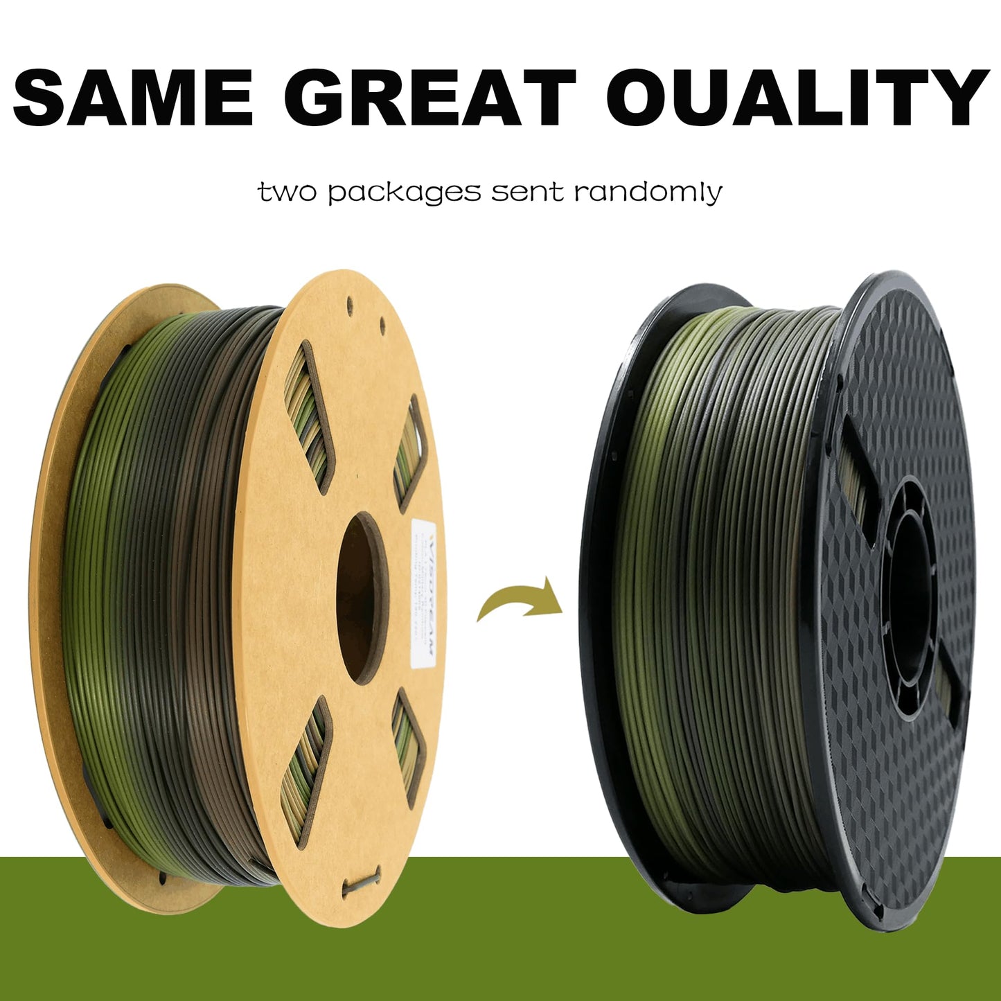 WISDREAM PLA Forest/Jungle/Military Rainbow Gradient Multicolor Rainbow PLA Filament, Glossy Metallic Finish， 1.75mm,1kg(2.2 lbs) Compatible with 99% FDM Printers