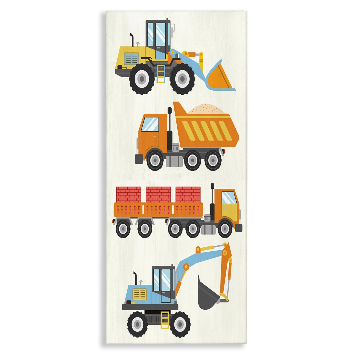 Stupell Industries Construction Vehicles Playful Bulldozer Dump Truck, Designed by Kim Allen Canvas Wall Art, 17 x 40, Grey