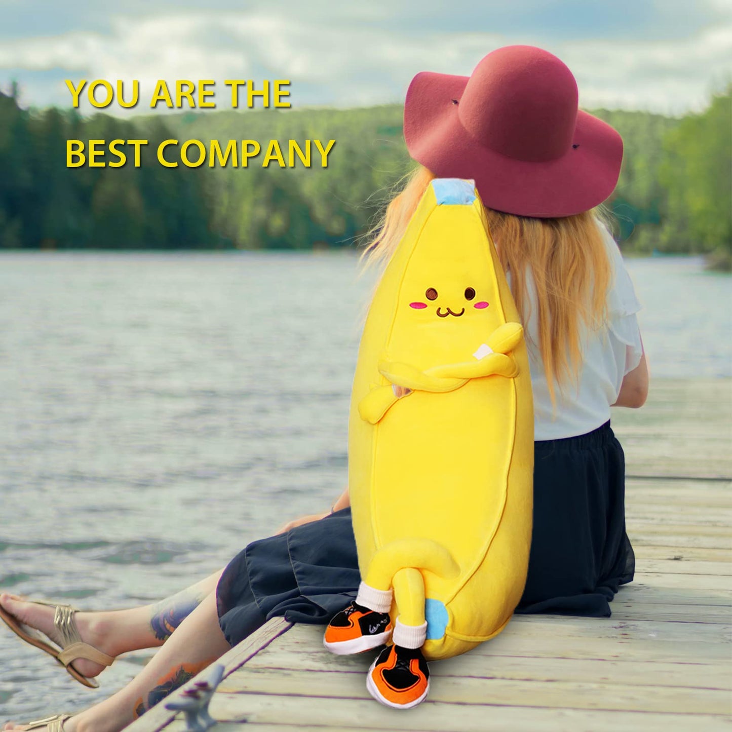LVHUA Banana Stuffed Animal Cute Fruit Plushie Hugging Pillow Long Plush Toys Sleeping Doll Gift for Birthday, Valentine, Christmas