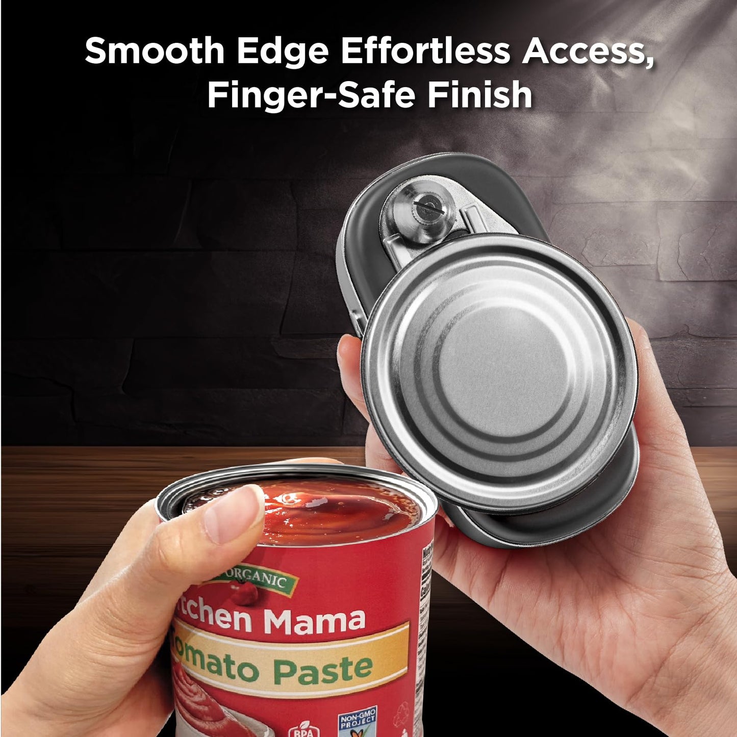 Kitchen Mama Orbit One Rechargeable Electric Can Opener: Hands-free, USB-C Charging, Automatic Stop, Smooth Edge, Safety, Blade for Large Cans, Heavy Duty, Soda and Pop Can, with Storage Box (Black)