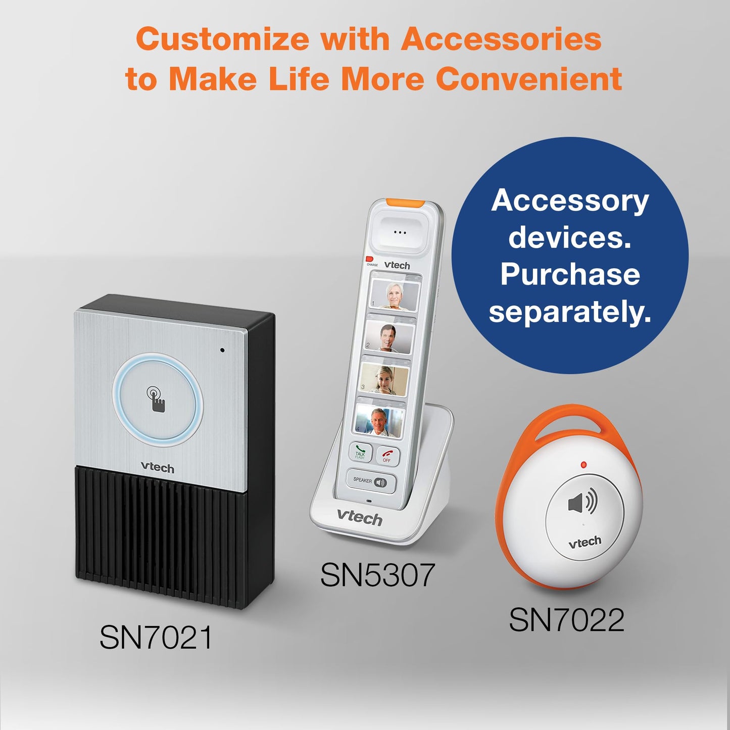 VTech SN5107 Amplified Additional Handset with Big Buttons, Large Display & 50dB Audio Assist for SN5127 & SN5147 Senior Phones