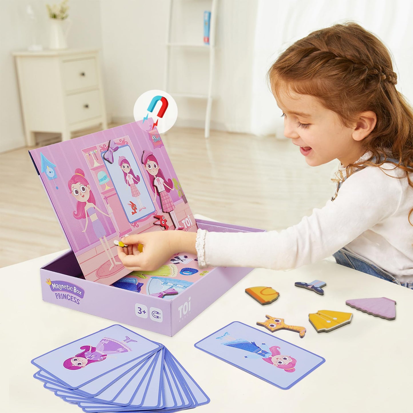 Toi Kids Magnet Toys Magnetic Jigsaw Puzzle Boxes for Kids Age 3-7,Preschool Tabletop Toy for Toddlers Kids,Promoting Hand-Eye Coordination (Princess)