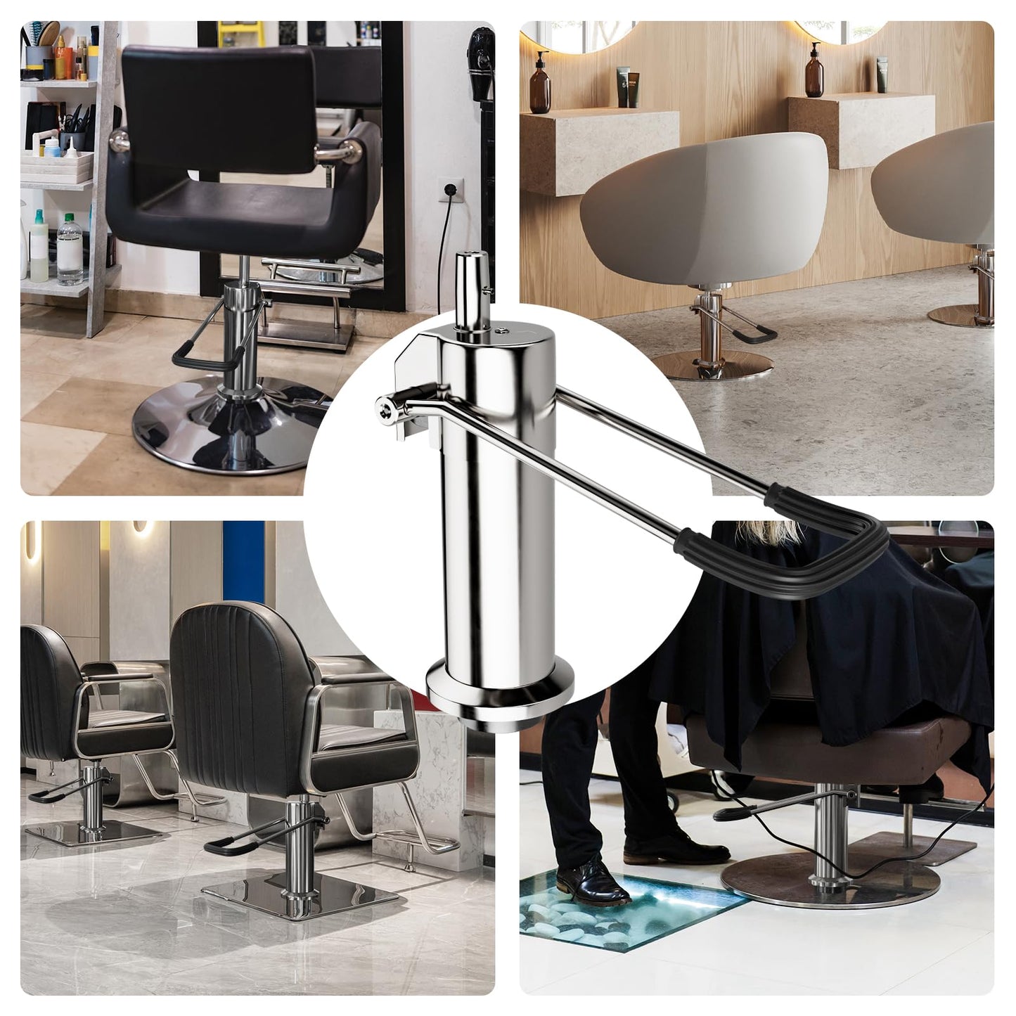 Barber Chair Replacement Hydraulic Pump - 6.7 IN Adjustable Height ,Weight Capacity 440 Lbs/200kg, 6 Bolt Salon Chair Replacement Hydraulic Pump,Replacement Part For Most Standard Styling Chairs