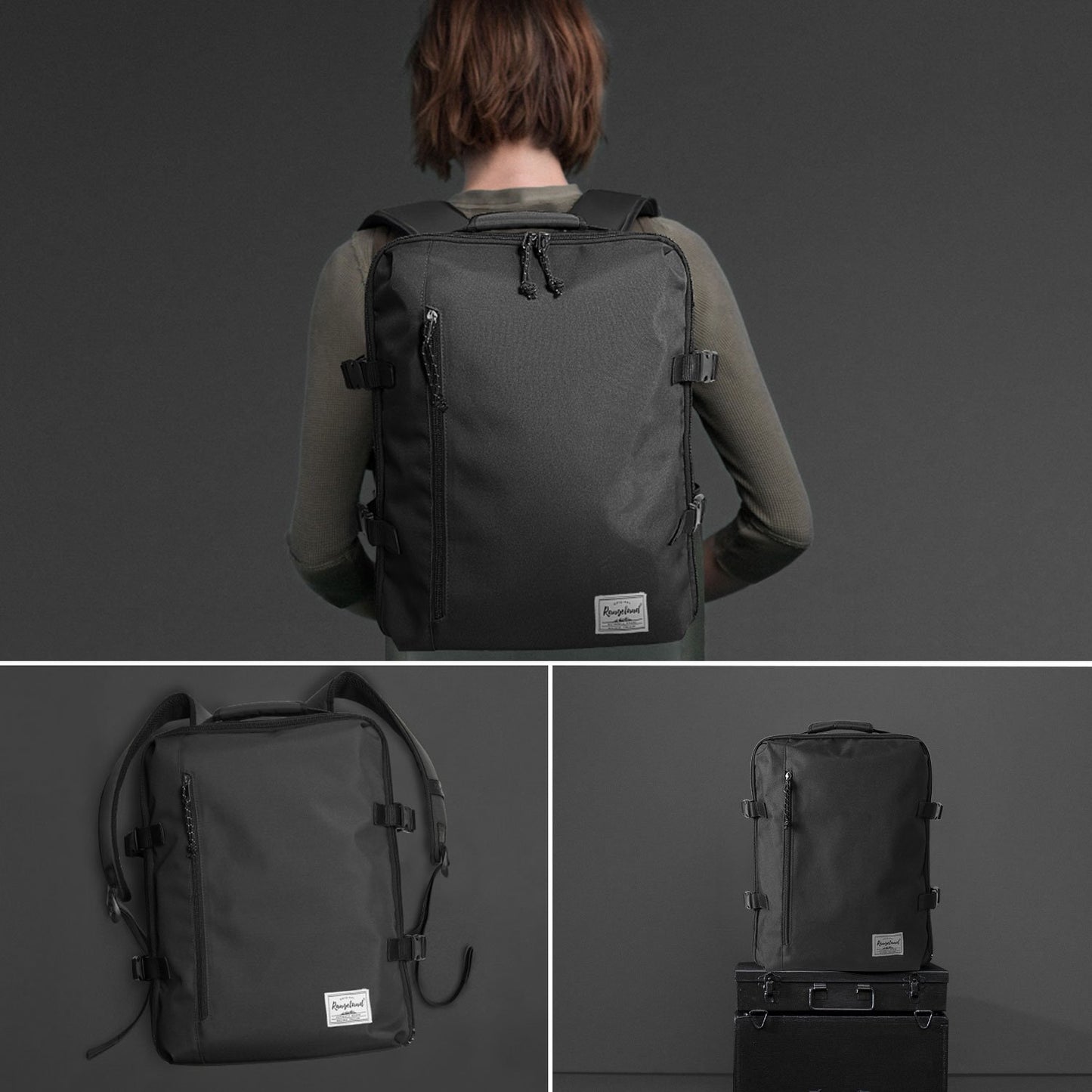 Rangeland New Business Trip Backpack 21L Flight Approved Carry on Daypack 15-inch Laptop Notebook, Travel Commute Gym Sport, All Black