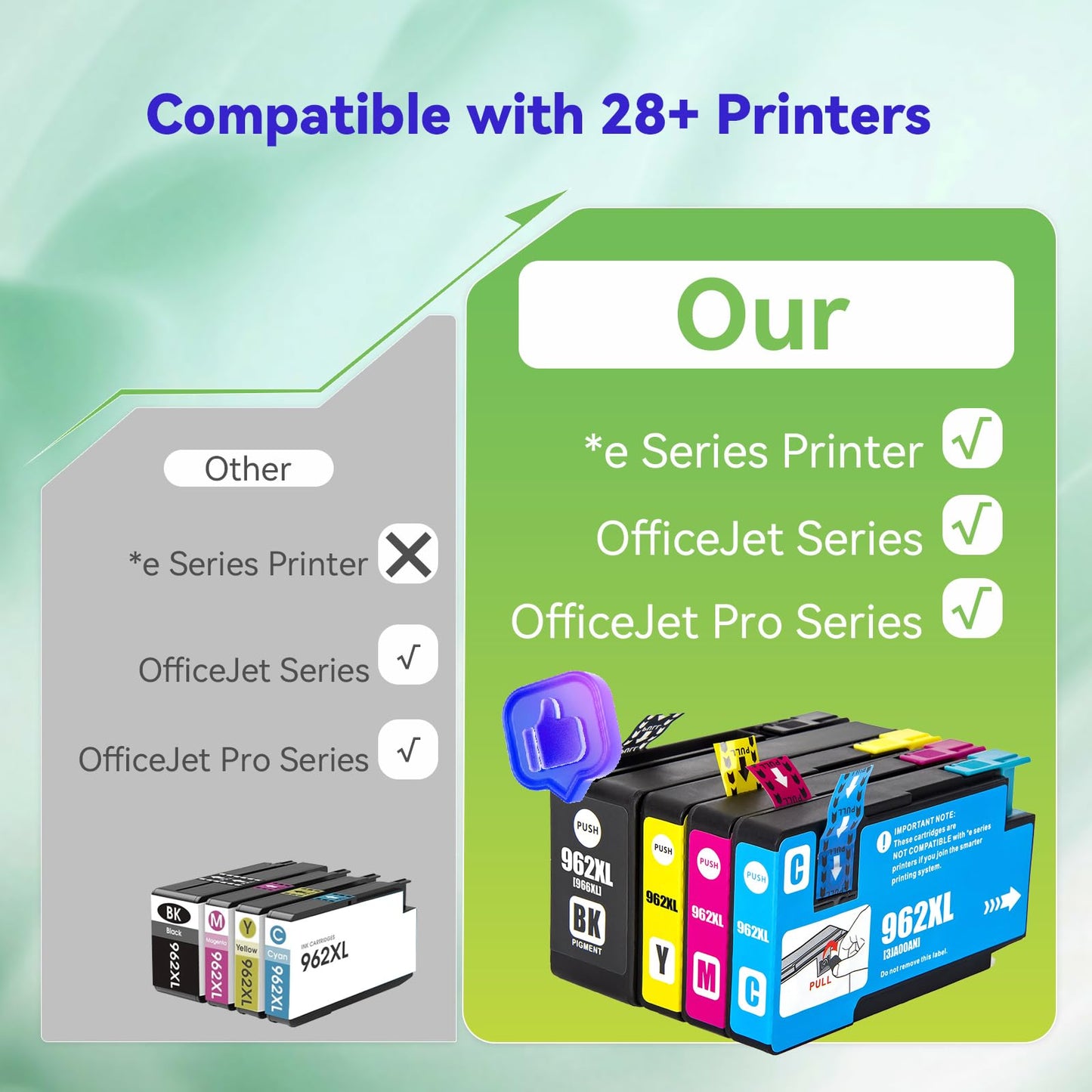962xl Ink Cartridges Combo Pack for HP 962XL Black and Color Replacement for HP OfficeJet Pro 9010e 9015e 9010 9012 9015 9018e 9025e Printers (4-Pack Black Cyan Magenta Yellow)