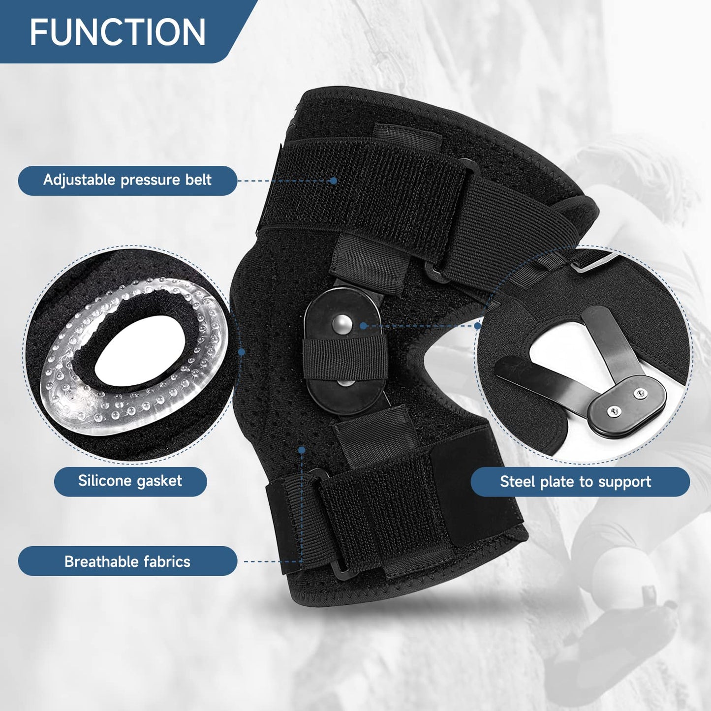 Plus Size Knee Brace XL-8XL,Stable Support of The Decompression Knee, Effective Relief of ACL, Arthritis, Meniscus Tear, Adjustable Compression Band, Suitable for Men and Women (3XL-4XL)