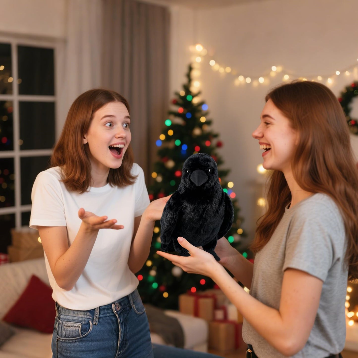 FestiGlow 2 PCS Realistic Crow Plush,Black Crow Stuffed Animal Plush, Realistic Raven Prop, Soft Little Bird Raven Stuffed Doll for Christmas Birthday Gifts Halloween Party Home Decor 9.84