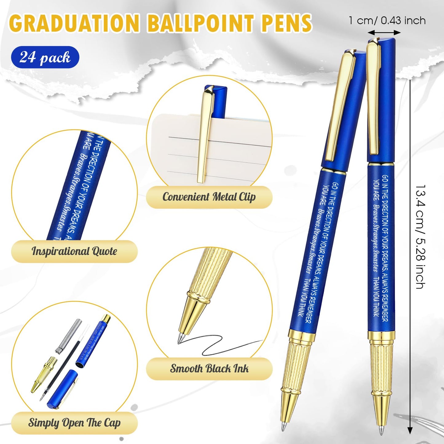 Chivertion 24 Set Class of 2026 Graduation Gifts Bulk Inspirational Congrats Grad Ballpoint Pen with Gift Boxes Engraved Motivational 2026 Graduation Gifts for Senior College Students(Blue)
