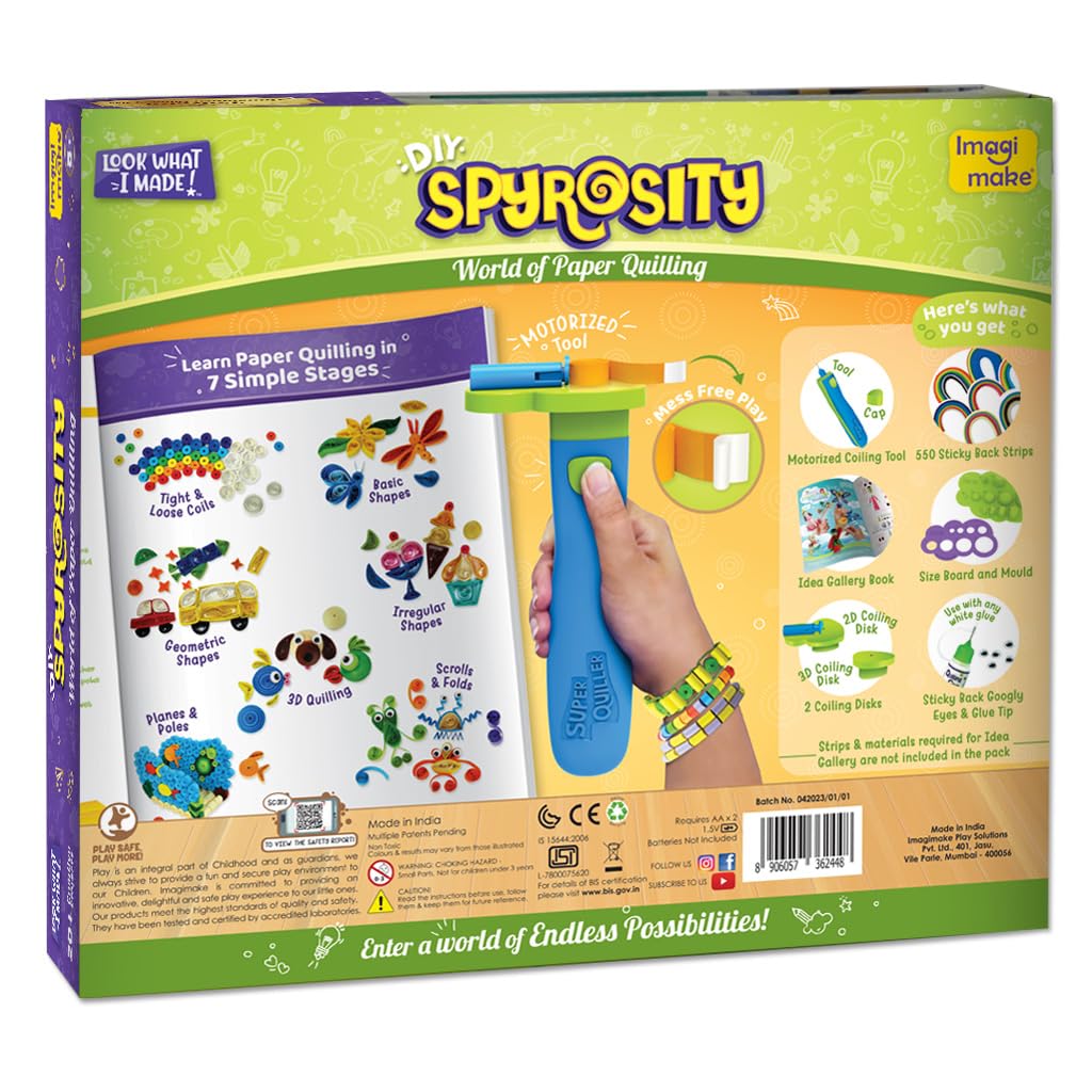 Quill On Quilling Kit - Complete Quilling Set for Beginners - Automated Tool, Board, Mould, 550 Strips, 120 Page Book; Unisex, Ages 6+, Not Foldable