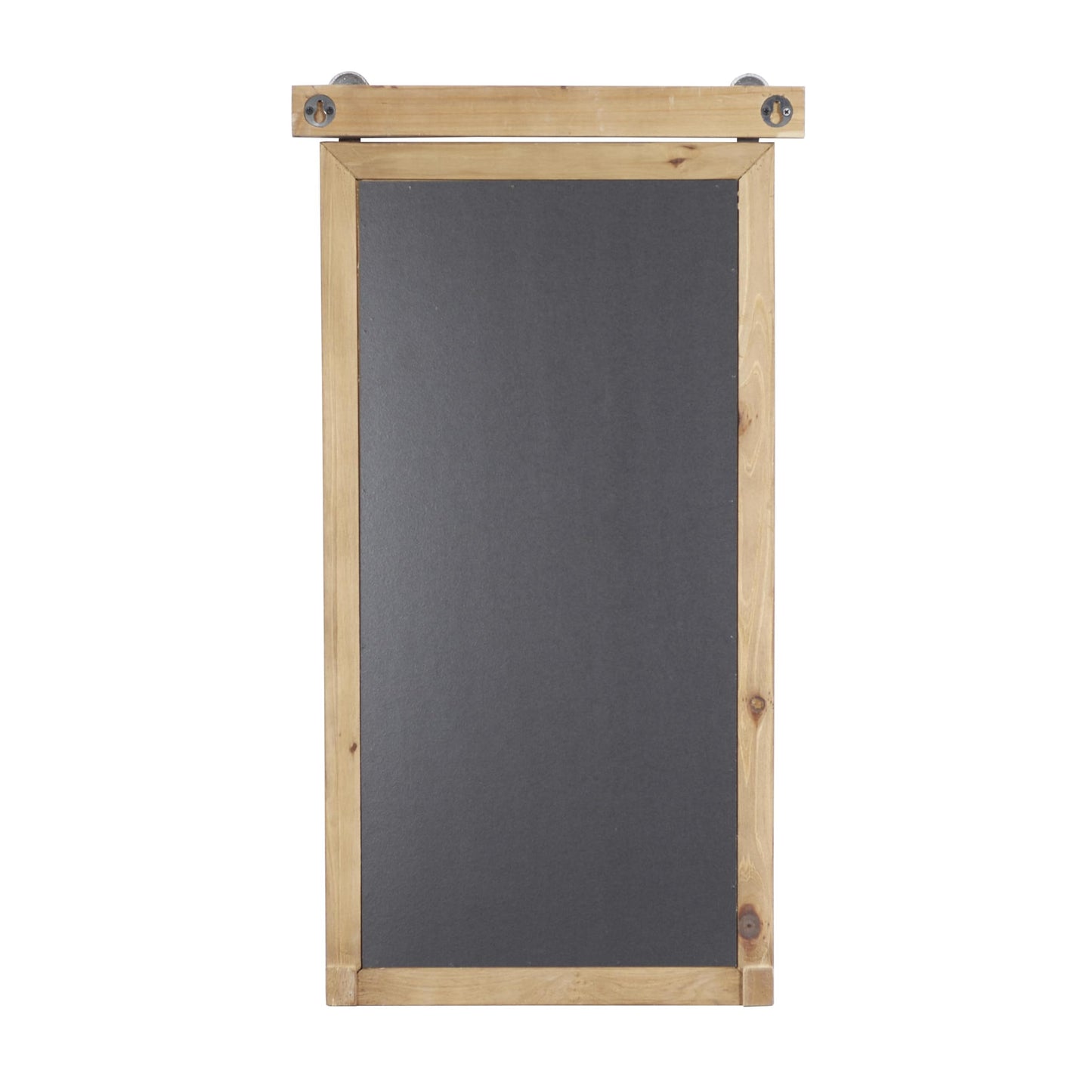 Deco 79 Wood Sign Home Wall Decor Chalkboard Wall Sculpture with Barn Door Inspired Top, Wall Art 16" x 2" x 28", Brown