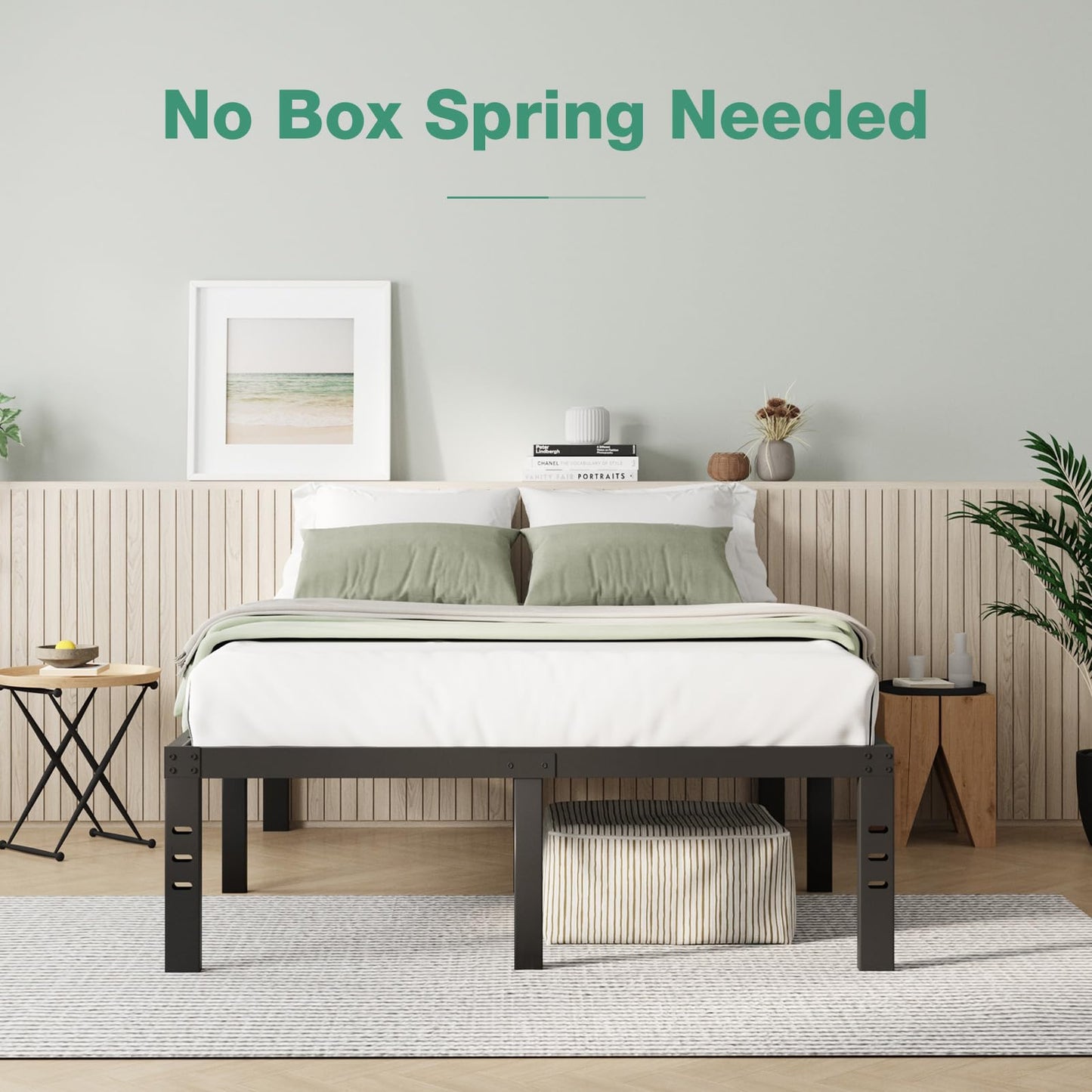 Novilla Queen Bed Frame, 14 Inch Metal Platform Bed Frame Queen Size with Storage Space Under Bed, Heavy Duty Steel Slat Support, Easy Assembly, No Box Spring Needed