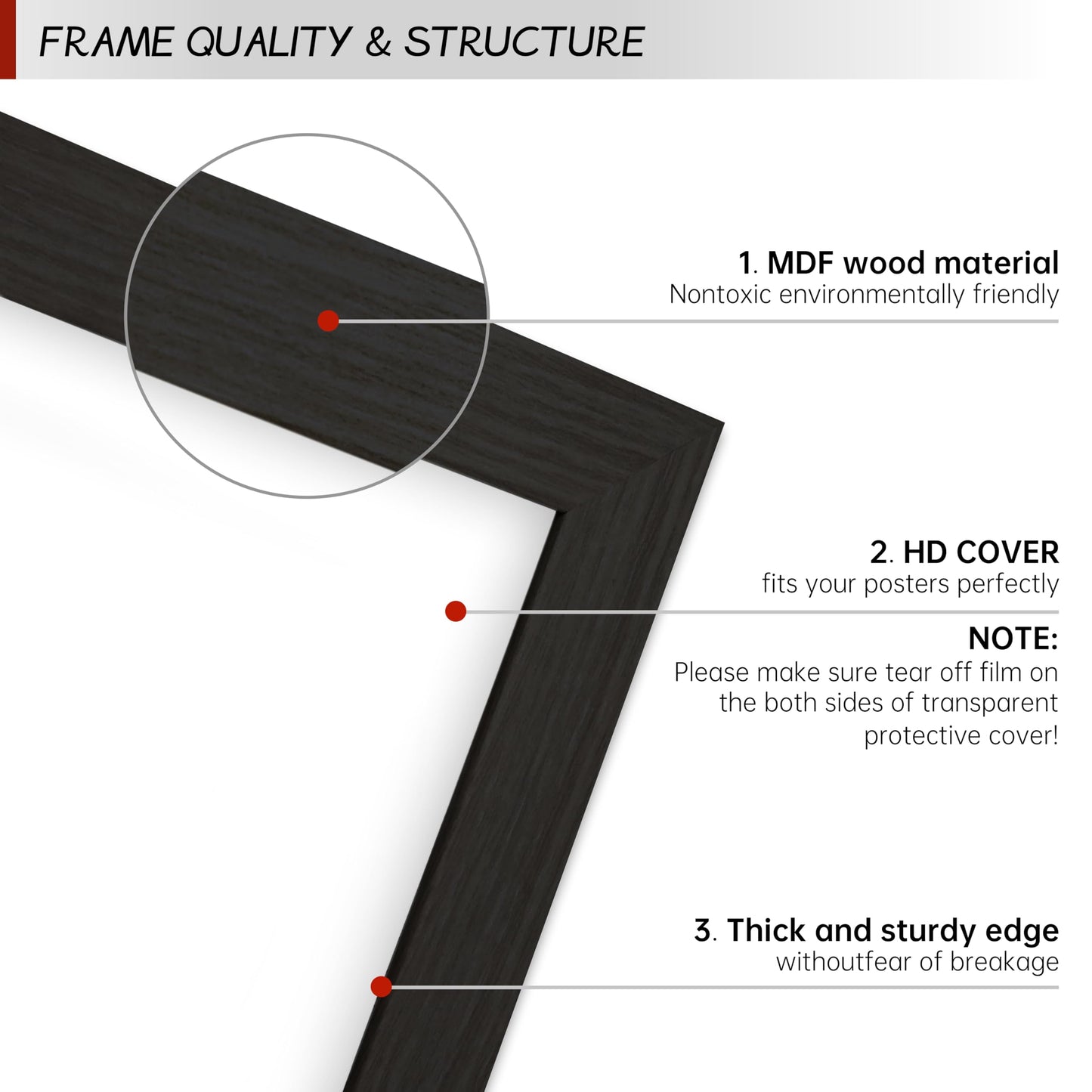 LUGHFSV 24x36 Picture Frame for Wall, Vertical or Horizontal Wall Hanging Large Poster Frame for Photo and Posters, Poster Frame 24x36 Without Mat