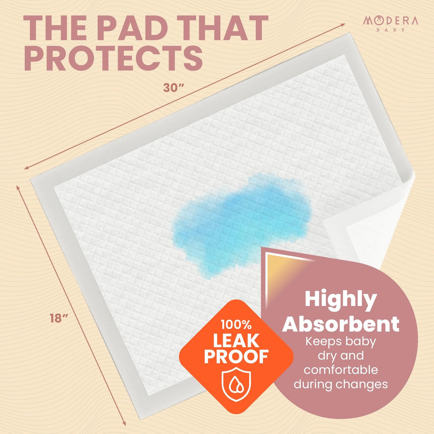 Organic Cotton Enhanced Disposable Changing Pad Liners | XL-Large 30x18 Hypoallergenic Super Soft Ultra Absorbent Waterproof Quilted Underpads for Baby Diaper Table/Travel, Leak Proof Mess Free-50PK