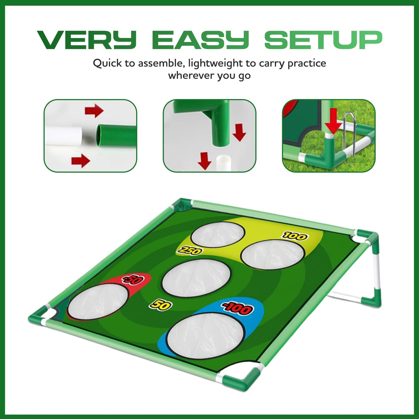 Gameloo Golf Chipping Game Set – Indoor & Outdoor Golf Pong Game for Adults and Family – Complete Backyard Golf Practice Kit with Hitting Mat, and Carry Bag – Perfect Fun Party Game & Gift