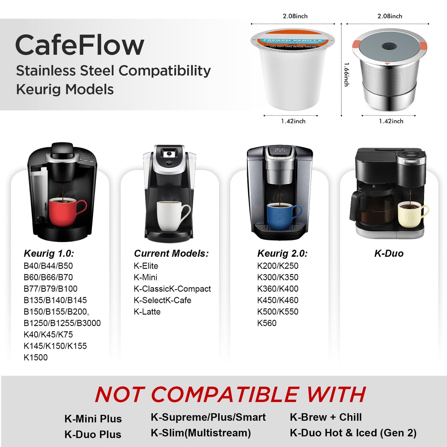 Reusable k Cup Coffee Filters,Universal stainless steel Refillable k Cups Filter Use for Keurig 2.0 and 1.0 Coffee Makers-brewers (6pack)