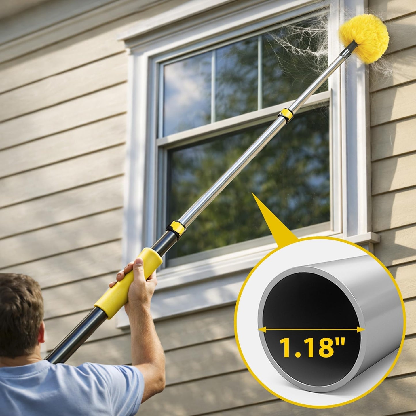 20 Foot High Ceiling Duster Kits with 5-12ft Heavy Duty Extension Pole, High Reach Duster for Cleaning,Microfiber Feather Duster,Cobweb Duster,Ceiling Fan Duster,Window Squeegee & Cleaner