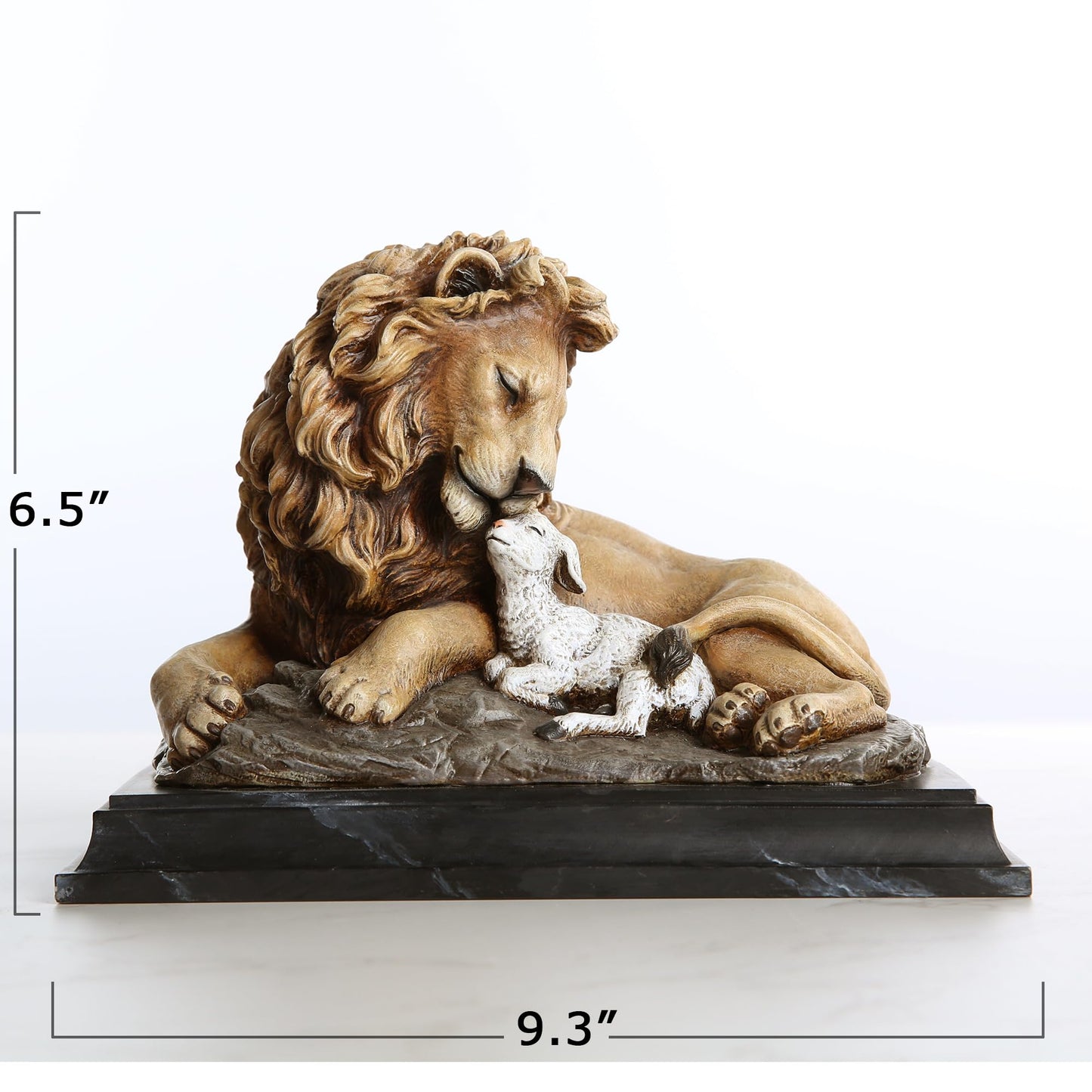 ShineOnAngel Resin Lion and Lamb Table Statue Home Decor, Christian Religious Gift (Brown)