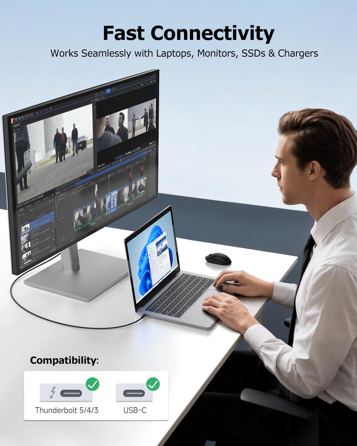Cable Matters 40Gbps Active USB4 Cable 9.8 ft / 3m, Supports Up to [8K@60Hz / 4K@240Hz Video, 100W Charging, 40Gbps Data Transfer] Compatible with Thunderbolt 4, VR Headset, MacBook, XPS, Surface Pro
